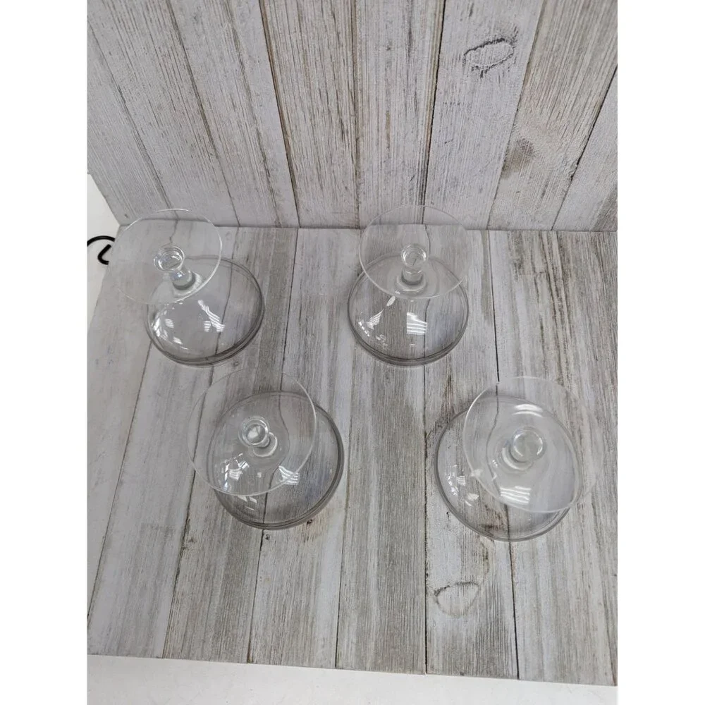 Champagne Glasses 3 3/8" Stemmed Set of 4 Silver Bands - Picture 6 of 6